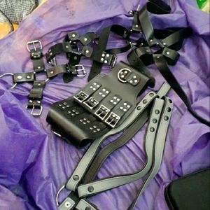 Biker leather straps.